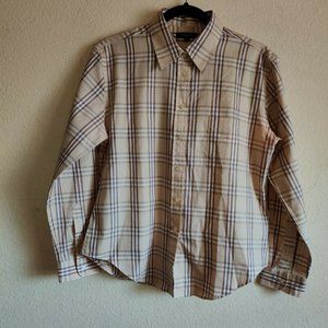 Burberry London Plaid Button Up Shirt Beige/Pink